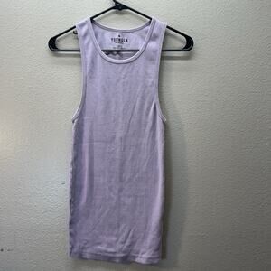 YoungLA Tank Top Ribbed High Neck Gym Purple Muscle Size Large Stretchy